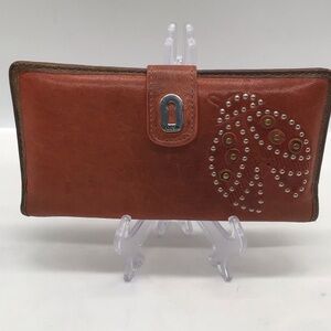 Fossil Brown Leather Lady Bug Studded Wallet